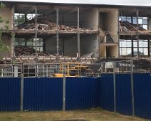 Demolition of Margaret Glen-Bott Close up of Middle of the school - the stairs can be clearly seen. Also note the steel frame construction. Photo from Ann Gregory - taken July 2013