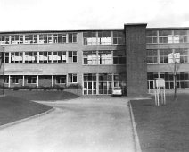 Front of Margaret Glen-Bott Secondary School c.1962 Says Jim France who took this photo: 'You can see that there is only one staff car out front and the Stevenometer collecting weather data sits proudly out front...