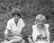 CHRISTINE MOULD AND GWYNNETH HARRISON 1961 08 FRANCE TRIP 16 LEFT CHRISTINE MOULD AND GWYNNETH HARRISON IN THE WOODS AT LE BOUGET