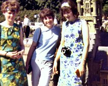 Geography Trip to Belgium Valerie Page, Jackie Ellerton, and Andrea Fellows at the miniature village of Walcheren (Belgium trip in 1965)