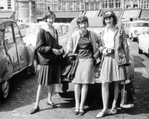 The School Trip to Belgium Joyce Dow, Jackie Ellerton and Andrea Fellows at Brugge - 1965.