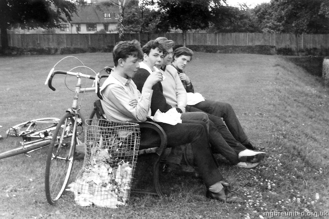 1965 ? Cycle ride to Southwell Patrick Elvin, Roger Gay, John McPherson and dk.