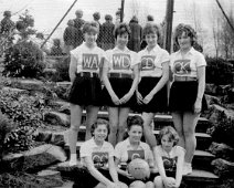 Netball Team April 1962 TOP ROW: Susan De-Barr, Hilary Hulme, Norma Drew, Carole Eggleton. FRONT ROW: Carole Smith, Anita Hopewell, Judith Taylor. Photo from Hilary Hulme - Location:...
