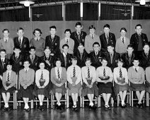 1959 03 Class Photo Form 2G2 Margaret Glen-Bott Secondary Modern School. BACK ROW (L-R): 1 dk boy, 2 Maureen ?, 3 dk boy, 4 Sandra Ellis, 5 dk boy, 6 Anne Allsop, 7 dk boy, 8 Lesley...