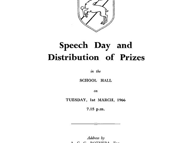 Speech Day March 1966 Margaret Glen-Bott Bilateral School - exam results