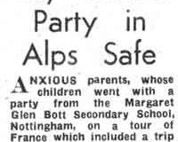 Newspaper Cutting - pupils safe. cutting sent in by Hilary Hulme.
