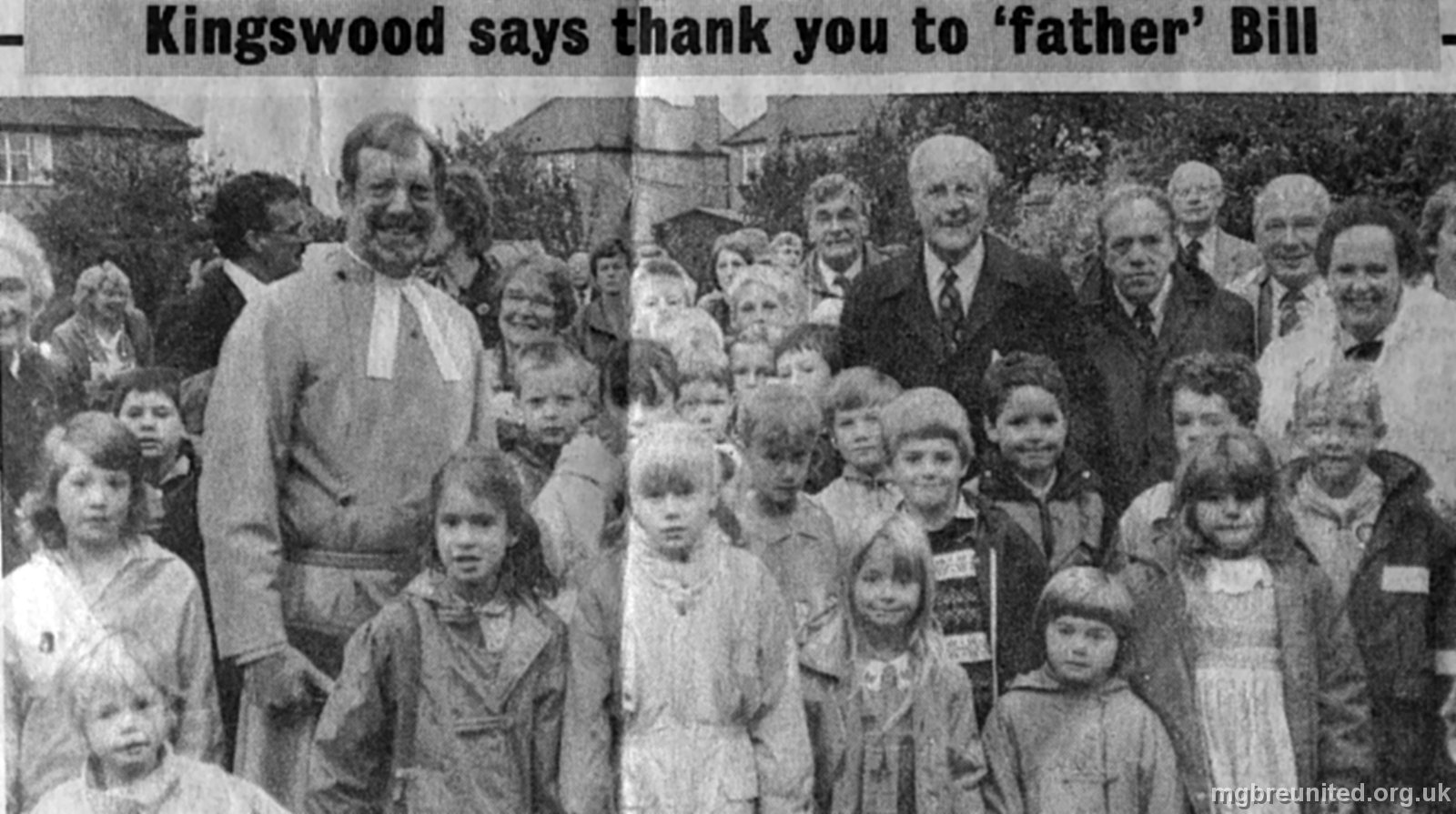 Mr Spray Founder of Kingswood Methodists - 50 years Celebration in 1989 Mr Spray founded Kingswood Methodist Church in 1939 at his home in Kingswood Road. From a newspaper cutting: OVER 200 people assembled at 14 Kingswood Road, Wollaton as the clock was turned back 50 years for “former ‘police superintendent Bill Spray of Kingswood Road, Wollaton. In 1939, Bill and his late wife Eileen, started a Sunday school in their own home and Kingswood Methodist Church was born. RETURNED Fifty years to the day, former Sunday school children and members of the present day church and Sunday school returned to Bill's home to give thanks and pay their respects to the ‘father’ of Kingswood. The Sunday service ‘89 began at Kingswood Road where short devotions took place followed by hymn singing before a march to the new church on Lambourne Drive, Wollaton. An emotional Mr Spray, pictured above with the Rev Barrie Cooke and guests at the event, said: “This was a great day, the fulfillment of a dream and one that my dear wife would have been proud of. This was a proud moment in my life and the turnout was unbelievable. I am a very happy man.” Mr Spray’s garden made an idea backdrop for the service which was conducted by the church minister, Rev Cooke, and by (Mr Spray?) himself. CELEBRATION He read from Isaiah, before the joyful gathering, having sung “Come And Join The Celebration”,“Morning Has Broken”, and “"Now Thank We All Our God" set off for the church for a service of thanks giving. The church’s minister, Rev Barrie Cooke, said: “Wollaton and Kingswood Methodists owe a debt of gratitude to a kindly dedicated man, “The efforts of he and his wife will always be remembered.”
