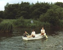3 Boys in Boat Andrew Carter, Don Press and Barrie Evans somewhere on the Norfolk Broads