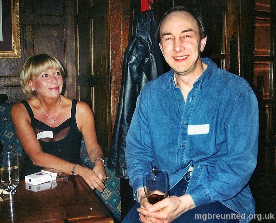 Margaret Glen-Bott Reunion Feb 1999 Glenys Jones admiring the raw beauty of Kevin Marriott. Did he put his shirt on in a hurry and who stuck the name label on one of Glenys' assets?