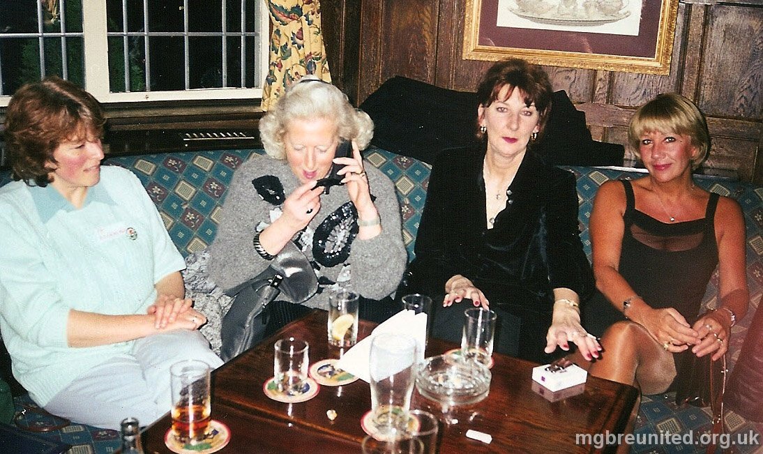 Margaret Glen-Bott Reunion Feb 1999 Pat Moorhouse, Christine Pygott, Ann Gregory and Glenys Jones (nice legs!).