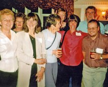 Reunion at The Rose and Crown BACK ROW: Ruth Dyson, Robert Dunbar, Andy Osgathorpe. FRONT ROW: Janet Hogg, Libby Christine, Pam McClure, Carol Palmer, Julie Williamson, Brian Tyman