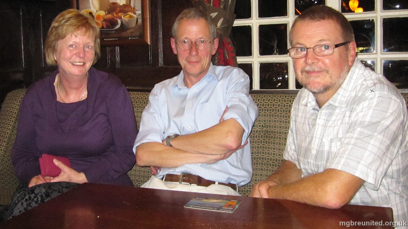 Margaret Glen-Bott Reunion at The Admiral Rodney Ruth Dyson, Bob White and Brian Tyman - all left MGB in 1968