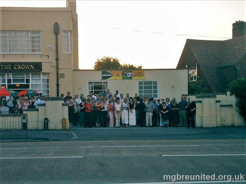 2003 07 Margaret Glen-Bott Reunion Group shot outside The Crown on Western Boulevard