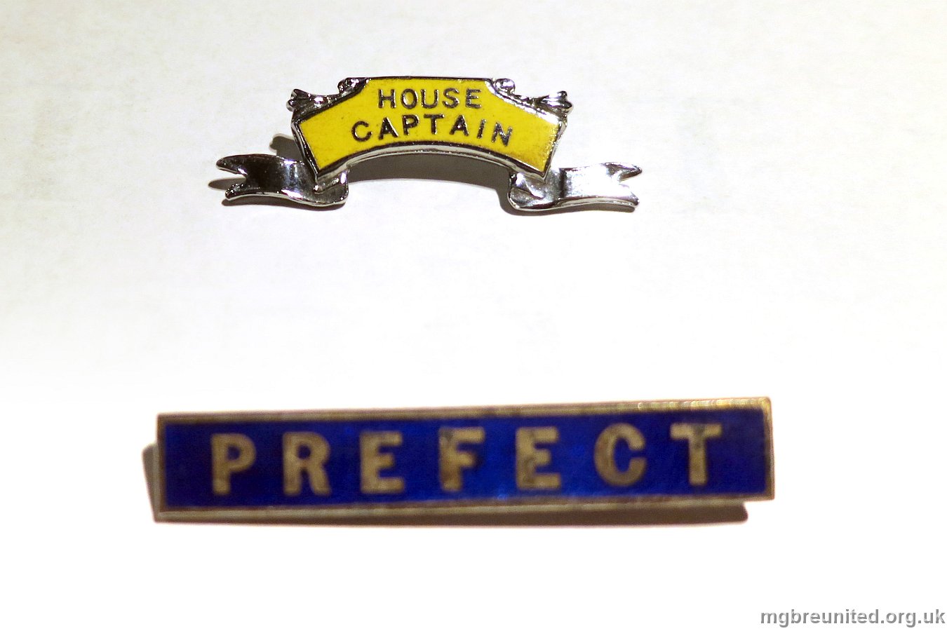 Margaret Glen-Bott Reunion 6 Nov 2014 House Captain's badge and prefect's badge. Property of Robert Holbrook